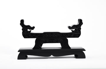 Black Double Dragon Solid Wood Single Tier Katana Stand